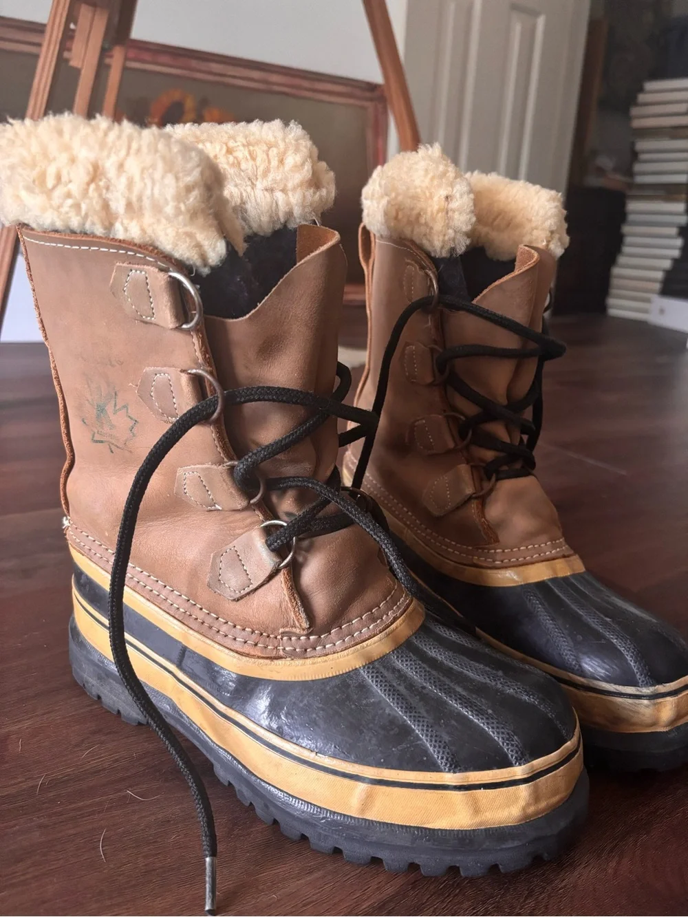Sorel Brown and Black Women's Winter Rain Boots with Faux Fur Cuff